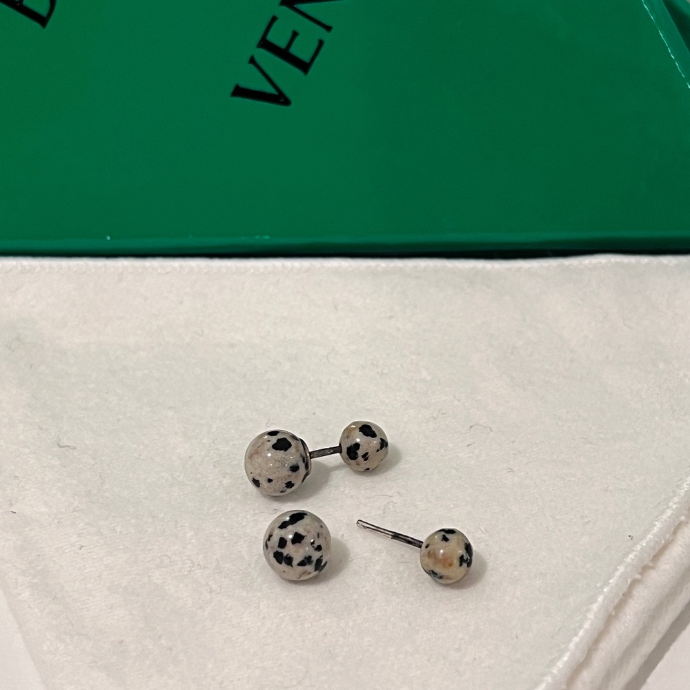 BOTTEGA VENETA Earrings Jasper Studs 18kt Gold Plated Silver NWT Double Sided